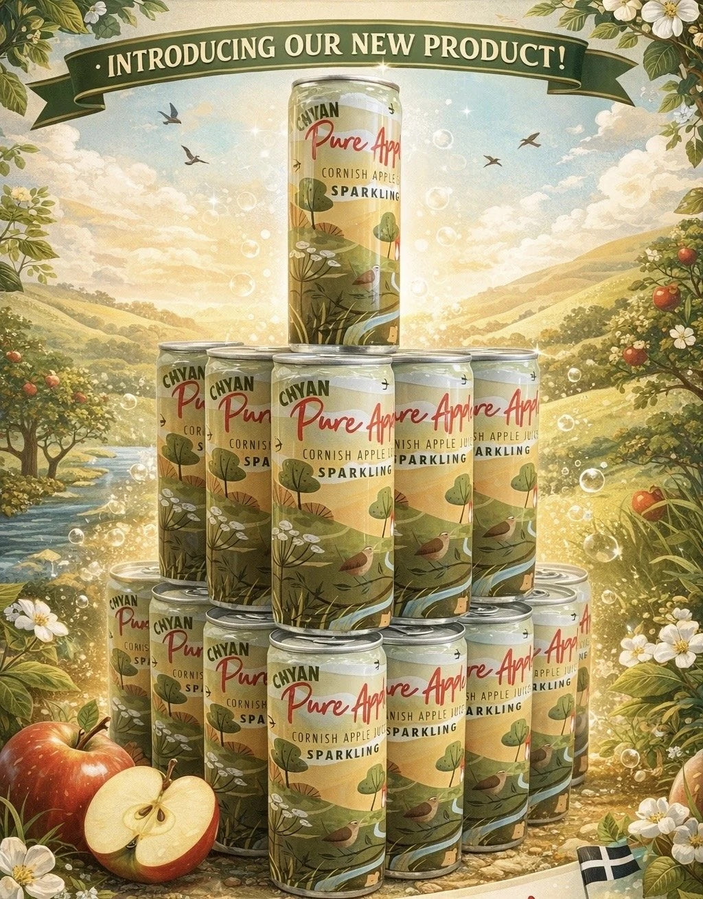 Chyan Pure Sparkling Apple Juice - 250ml Can